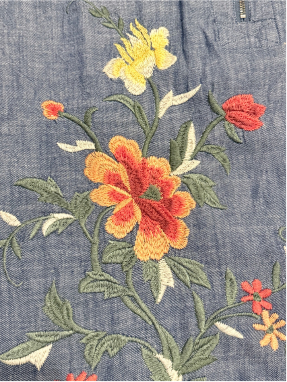 Johnny Was Helena Embroidered Chambray Zip Tunic Shirt XS Western Floral NWT - Picture 11 of 11